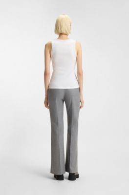 Tanktop van een katoenmix met tweedelig logostiksel, Wit