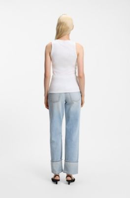 Tanktop aus Baumwoll-Mix mit Stack-Logo-Stickerei, Wei&szlig;