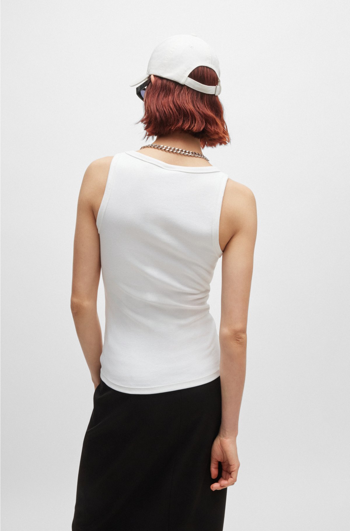 HUGO - Cotton-blend tank top with stacked logo