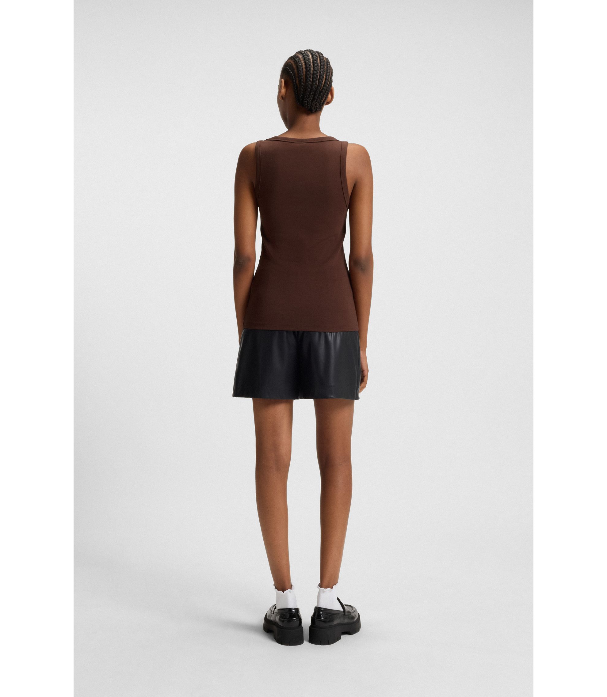 HUGO - コットンブレンド タンクトップ スタックロゴ エンブロイダリー