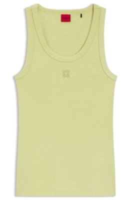 Hugo Cotton-blend tank top with stacked-logo embroidery toppar dam – bild 4