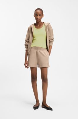 Cotton-blend tank top with stacked-logo embroidery, Light Yellow