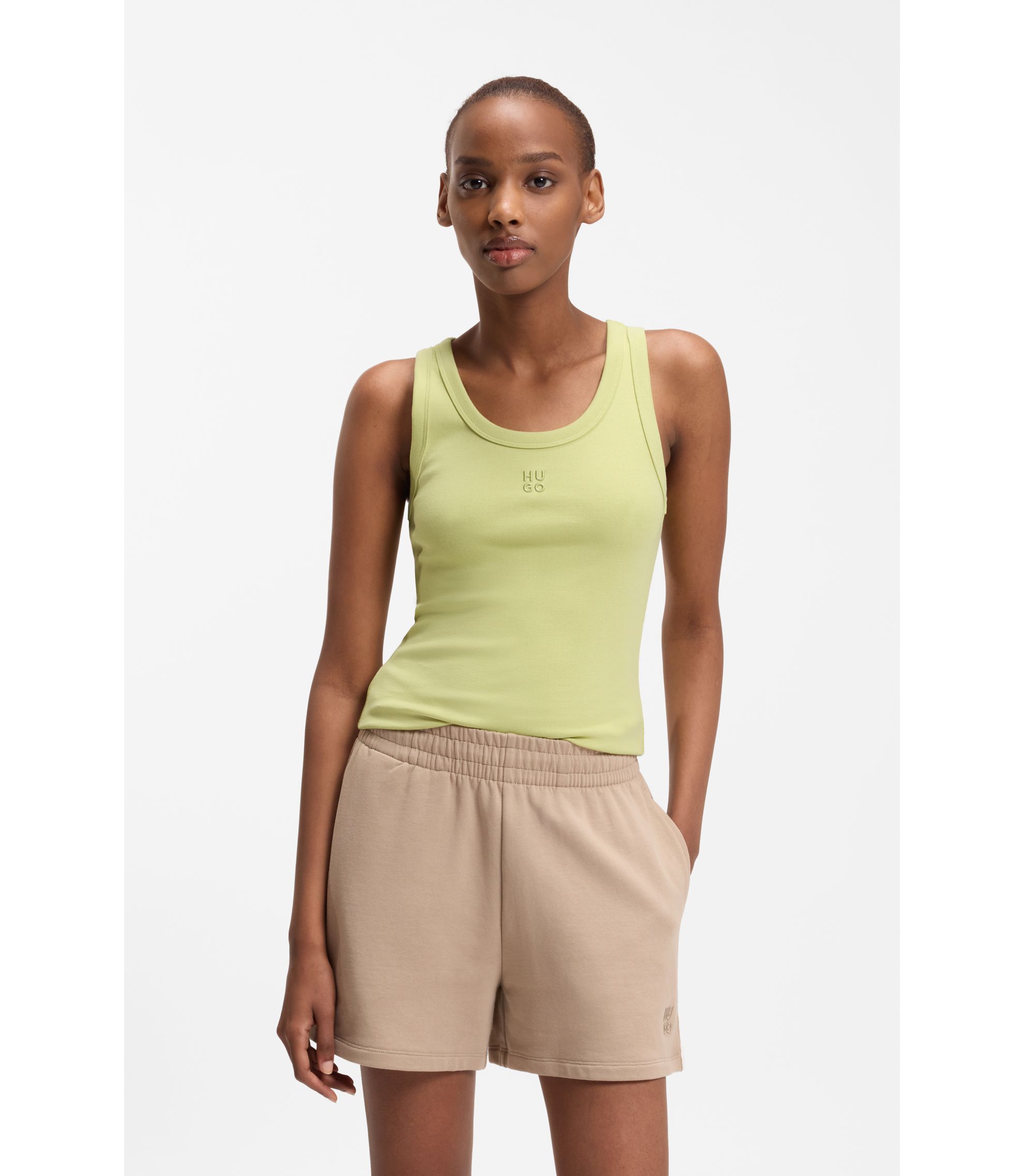 Tanktop aus Baumwoll-Mix mit Stack-Logo-Stickerei