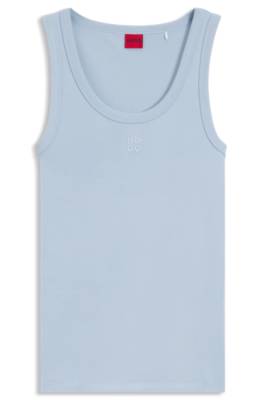 Hugo Cotton-blend tank top with stacked-logo embroidery toppar dam – bild 4