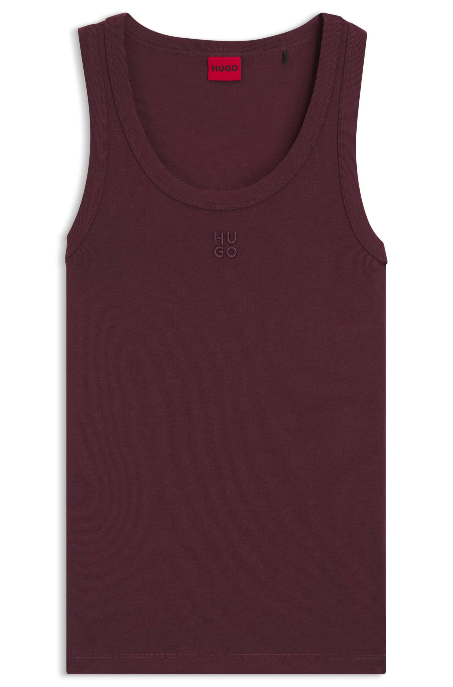 Hugo Cotton-blend tank top with stacked-logo embroidery toppar & linnen dam – bild 4