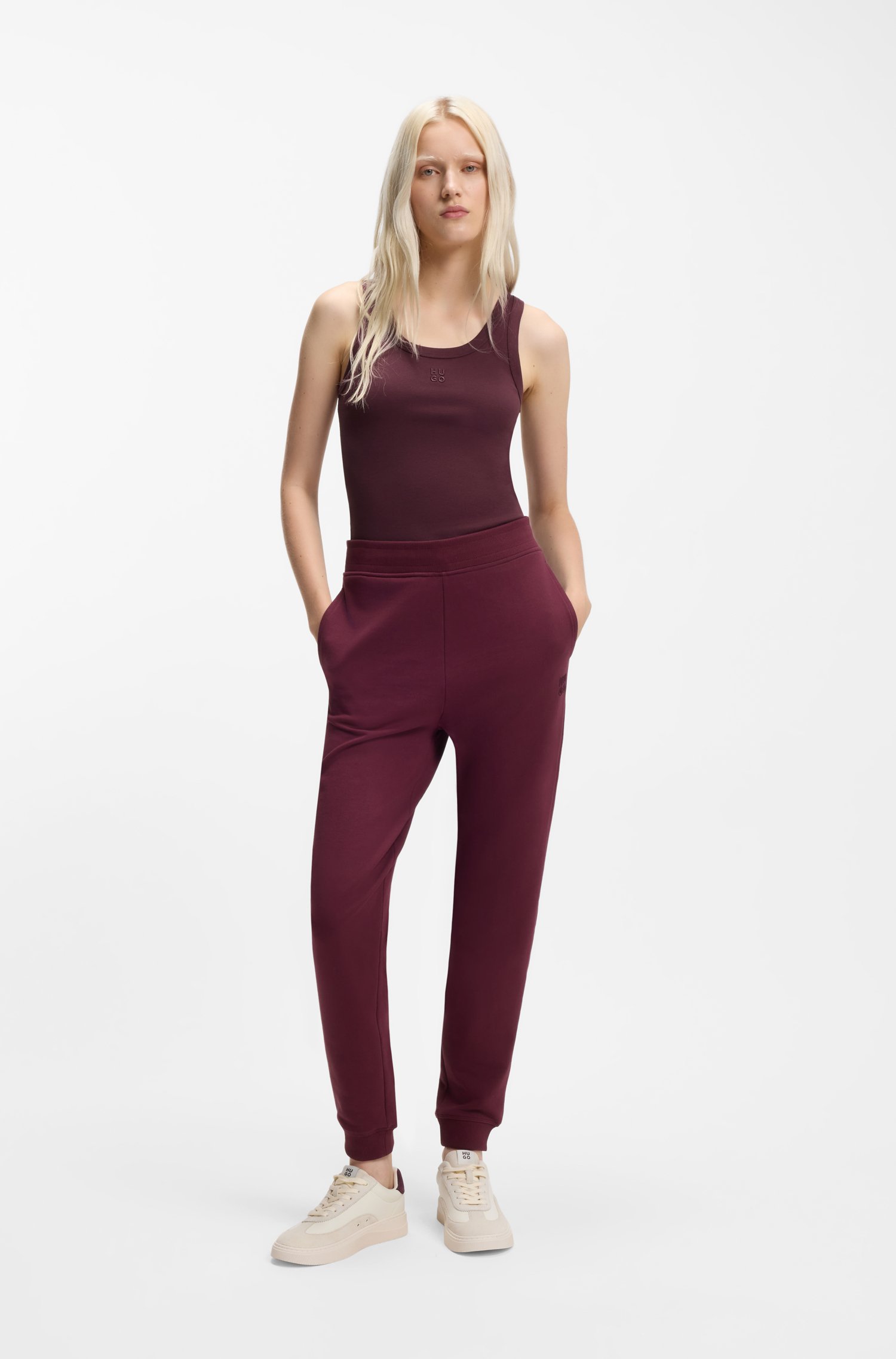 Hugo Cotton-blend tank top with stacked-logo embroidery toppar & linnen dam – bild 2