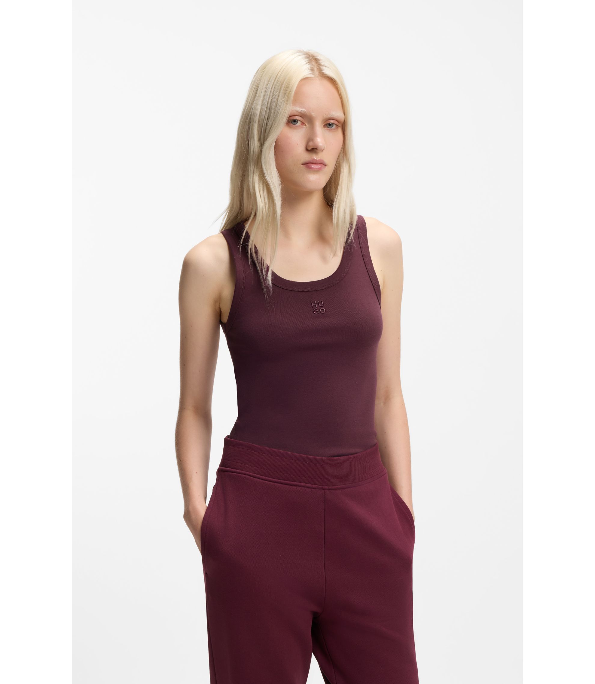 Tanktop aus Baumwoll-Mix mit Stack-Logo-Stickerei