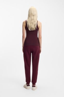 Cotton-blend tank top with stacked-logo embroidery, Bordeaux