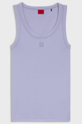 Camiseta sin mangas de algod&oacute;n con logo apilado bordado, Luz p&uacute;rpura