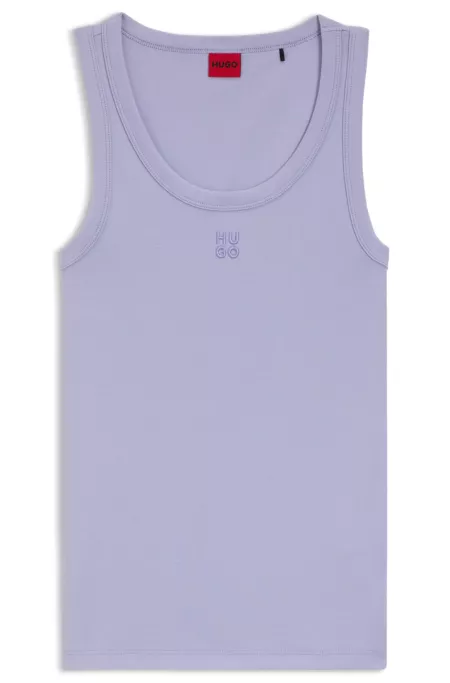Cotton-blend tank top with stacked-logo embroidery
