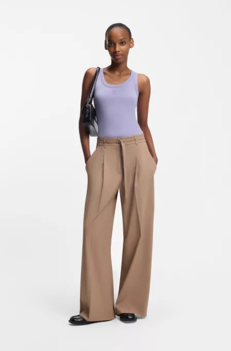 Ribbed cotton-blend tank top with embroidered stacked logo