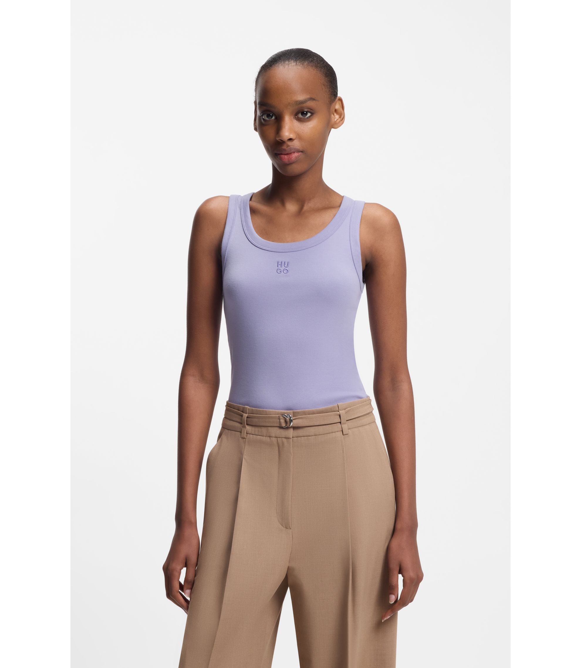 Tanktop aus Baumwoll-Mix mit Stack-Logo-Stickerei