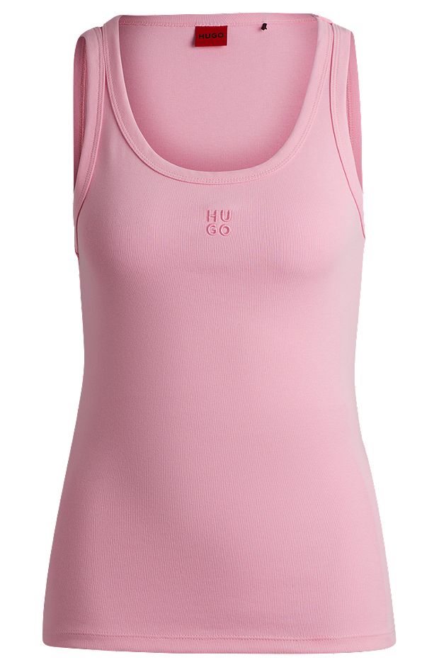 Cotton-blend tank top with stacked logo, Pink