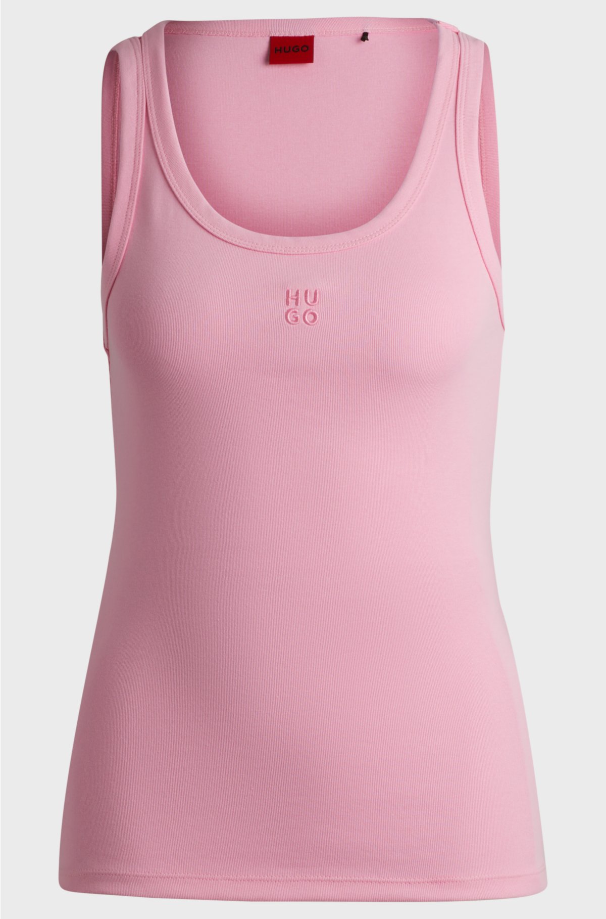 Cotton-blend tank top with stacked logo, Pink