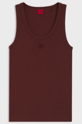 Tanktop aus Baumwoll-Mix mit Stack-Logo-Stickerei, Braun