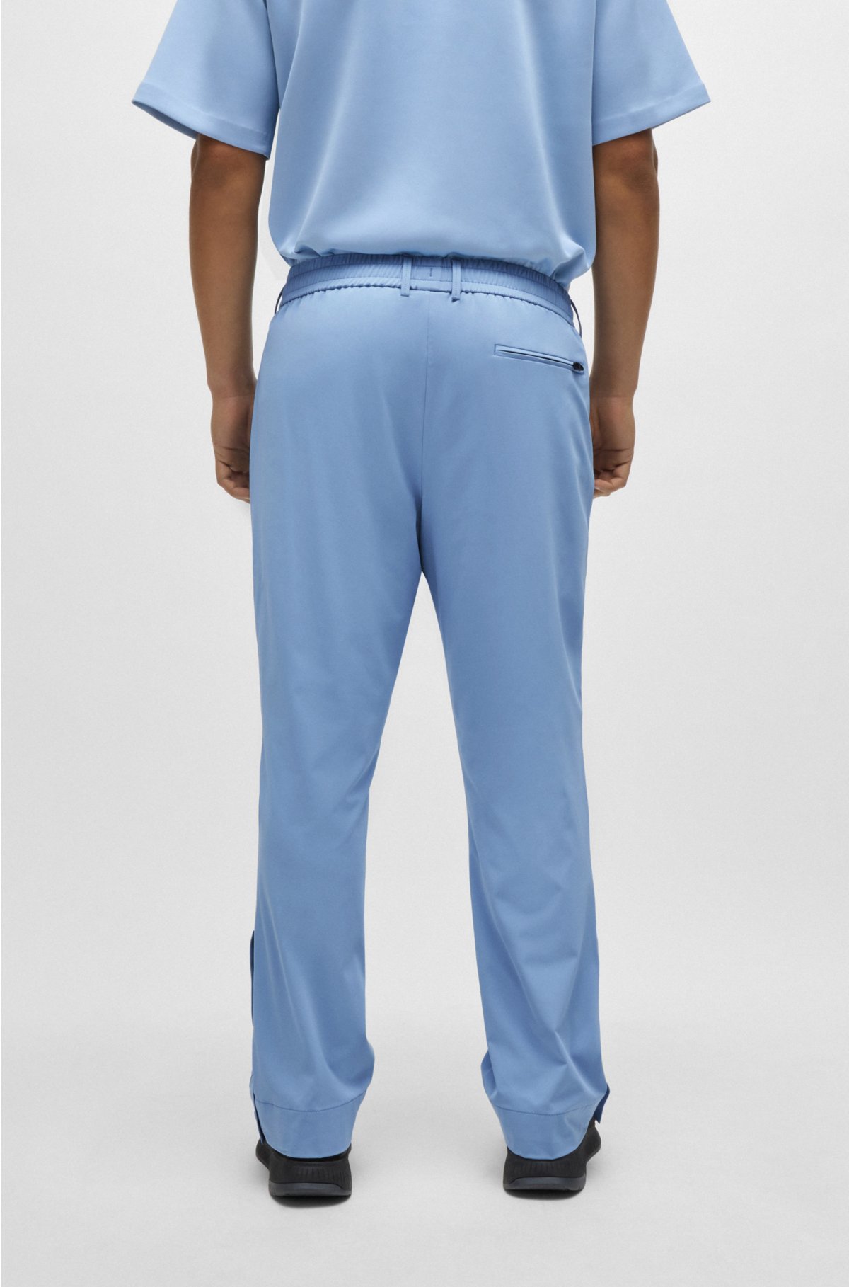 Relaxed-fit trousers with double-monogram badge, Light Blue
