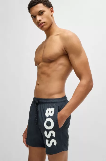 Contrast-logo swim shorts in quick-drying fabric