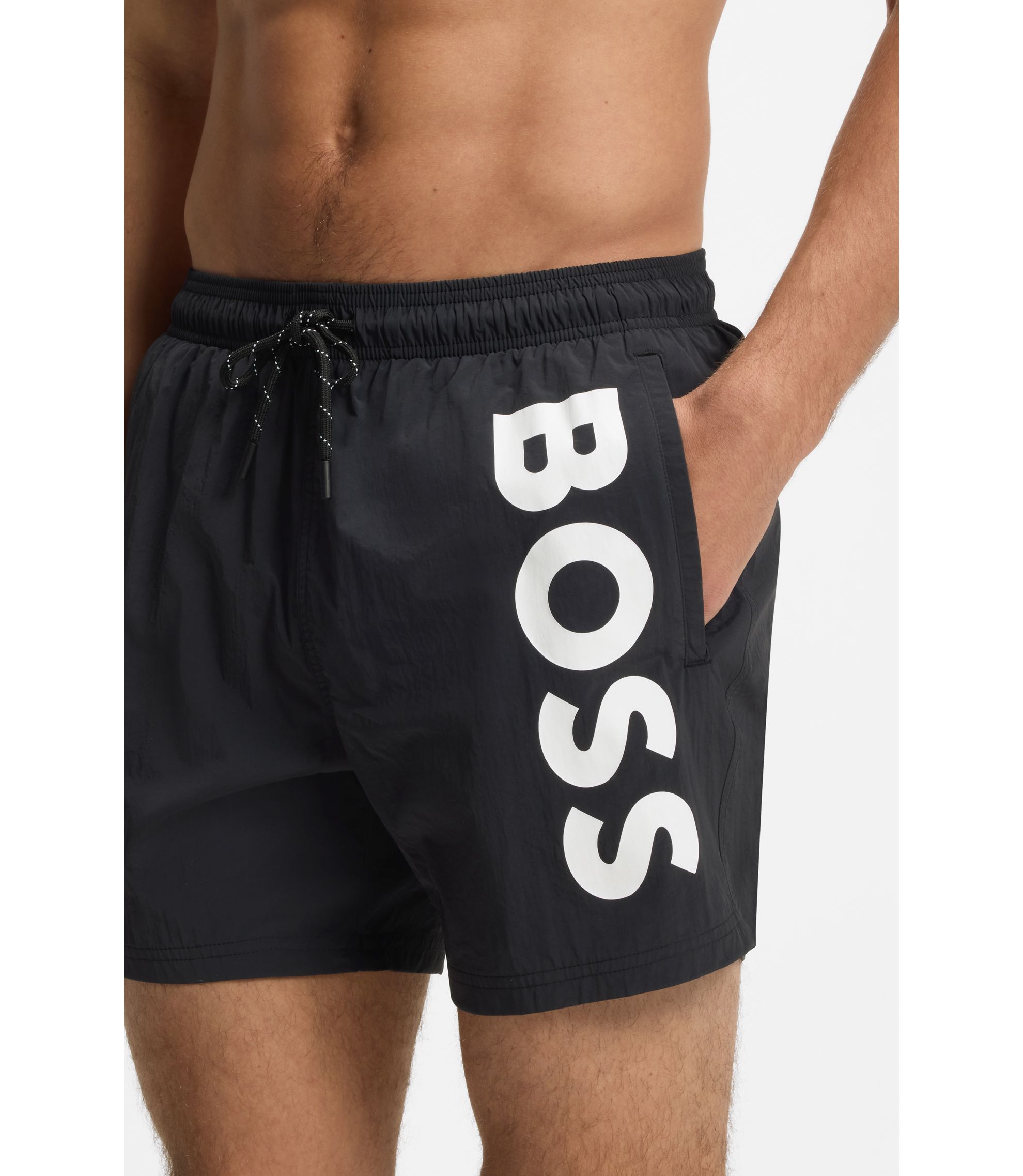 BOSS - クイックドライ スイムショーツ ロゴプリント - ブラック