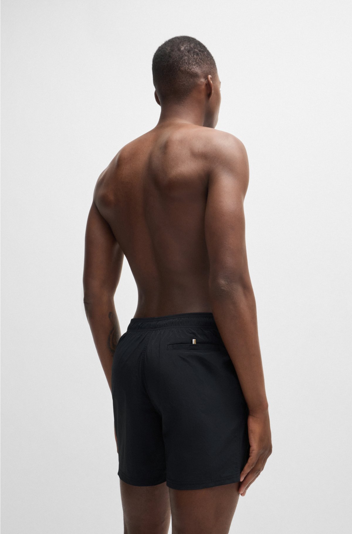 Contrast-logo swim shorts in quick-drying fabric, Black