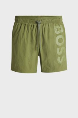 Sneldrogende zwemshort met verticale logoprint, Groen