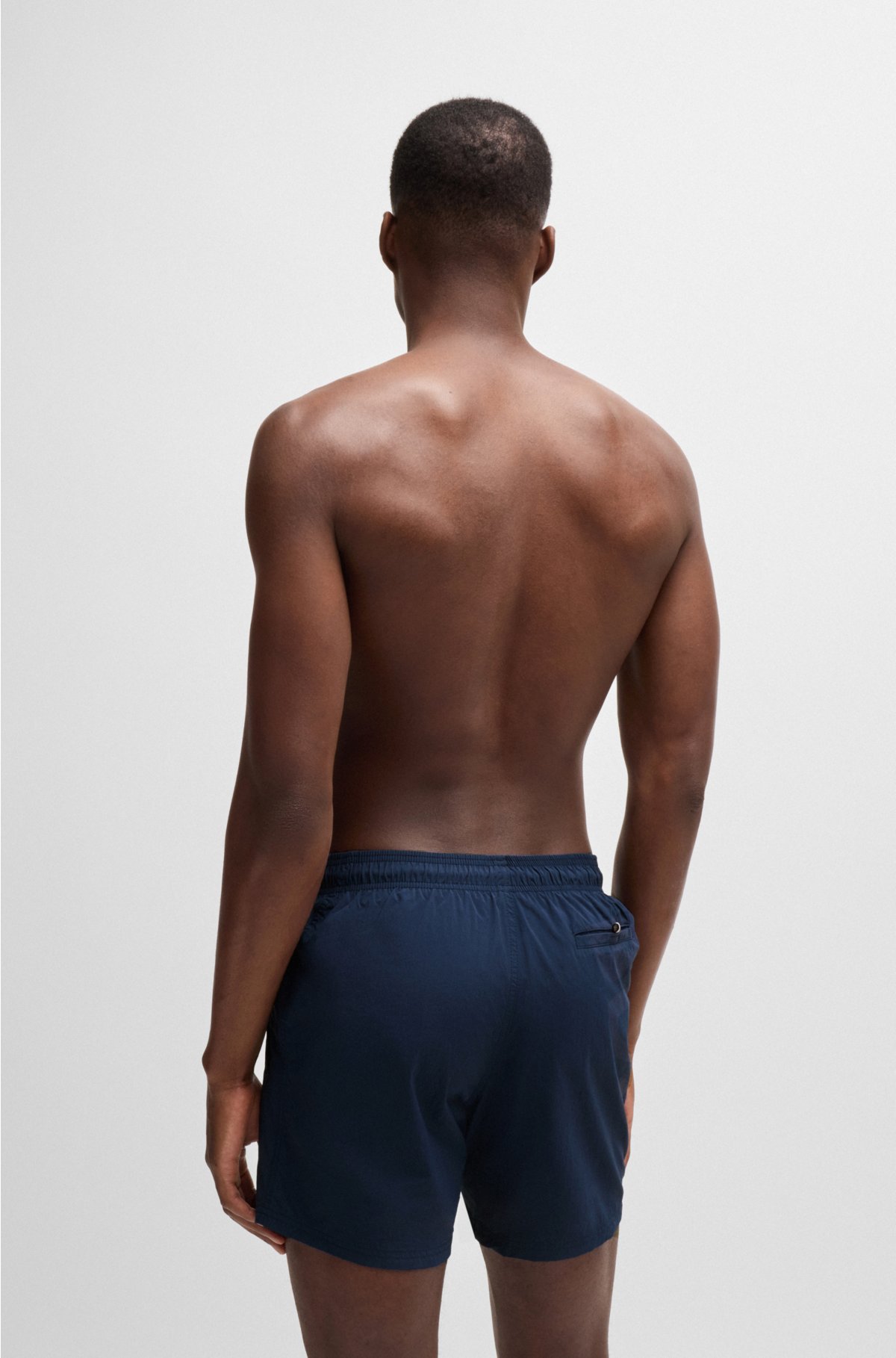 Contrast-logo swim shorts in quick-drying fabric, Dark Blue