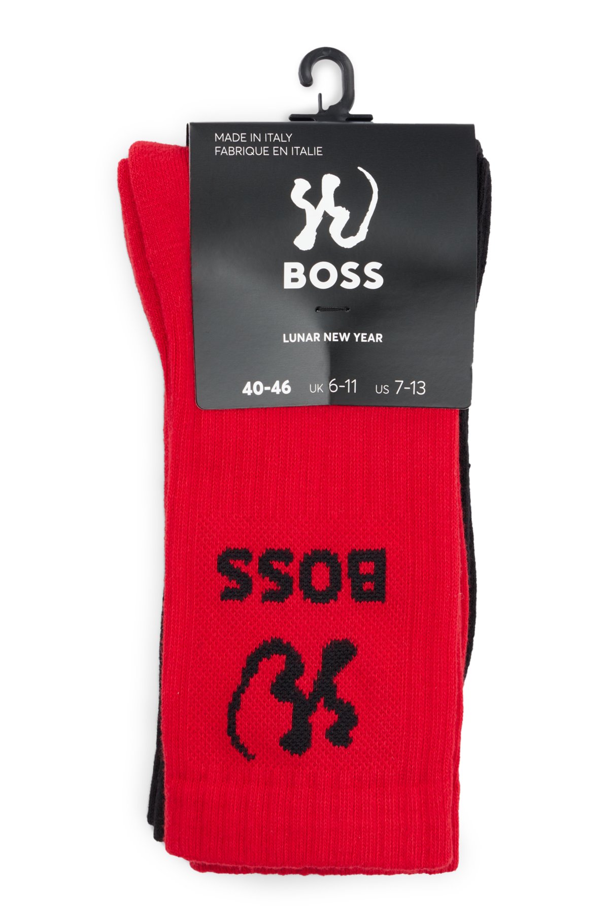 Two-pack of quarter-length socks with special artwork, Black / Red