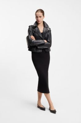 Cotton-blend jersey midi dress with stacked logo, Black