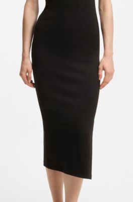Cotton-blend jersey midi dress with stacked logo, Black