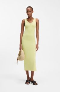 Cotton-blend jersey midi dress with stacked logo, Light Yellow