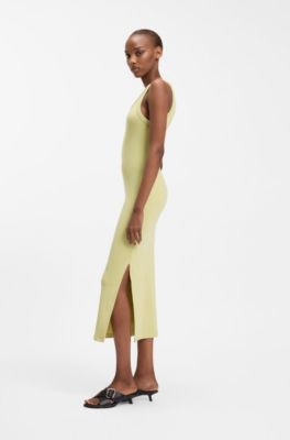 Cotton-blend jersey midi dress with stacked logo, Light Yellow