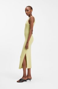 Cotton-blend jersey midi dress with stacked logo, Light Yellow