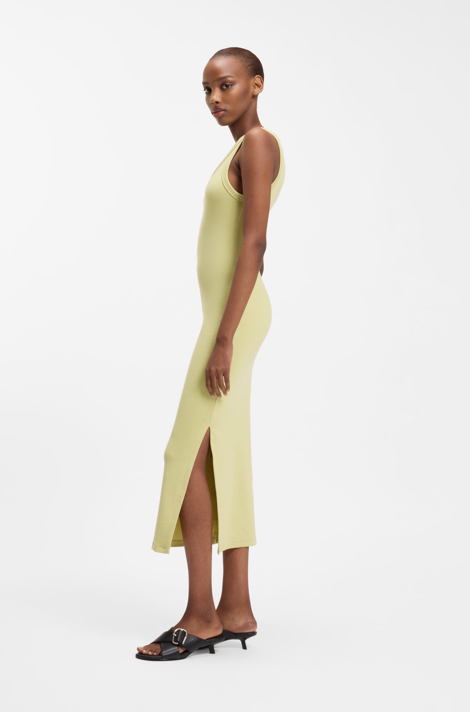 Hugo Cotton-blend jersey midi dress with stacked logo klänningar dam – bild 2