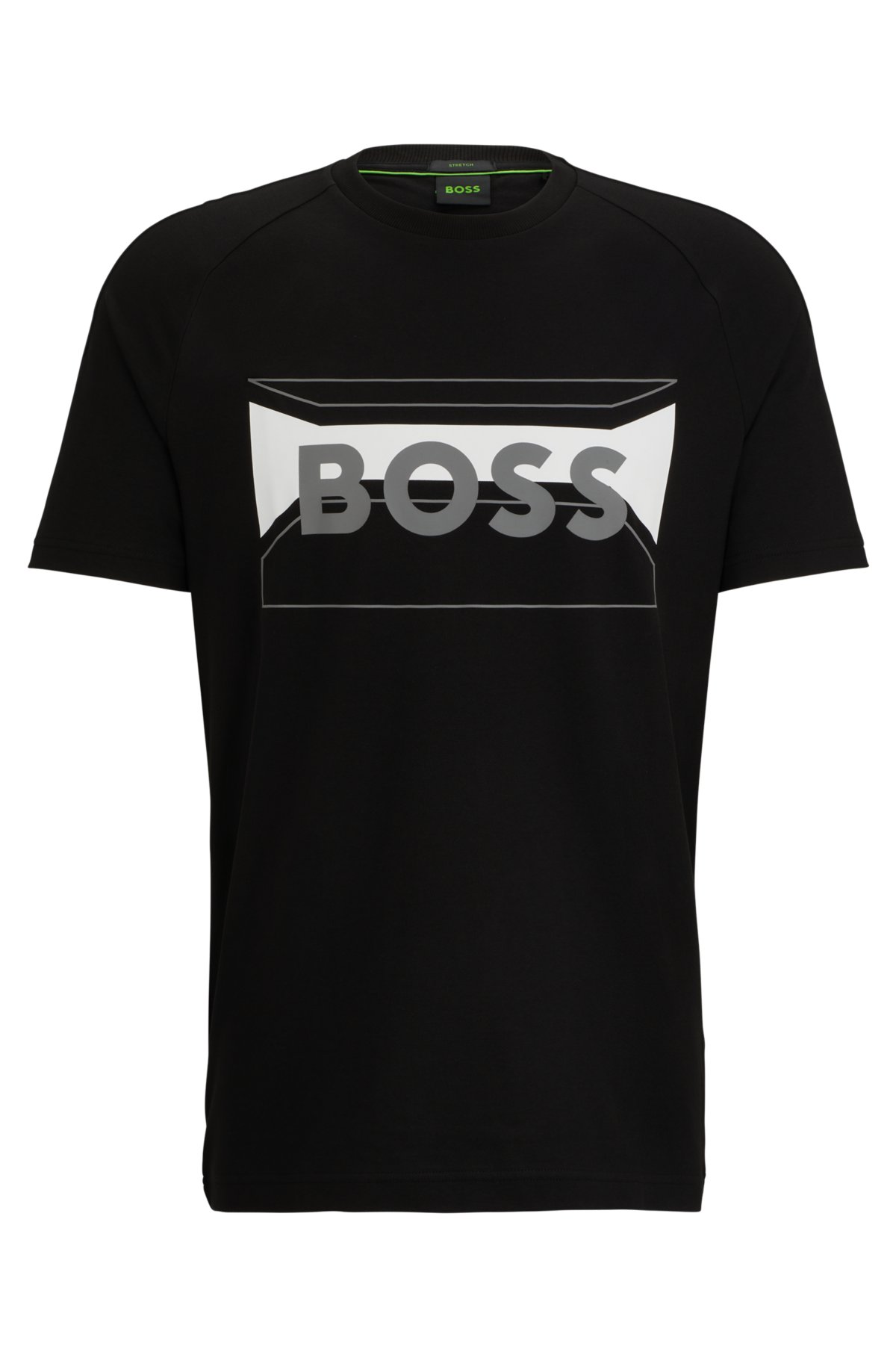 BOSS - Cotton-blend regular-fit T-shirt with logo artwork