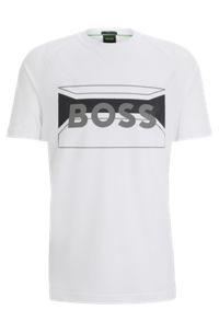 Regular-Fit T-Shirt aus Baumwoll-Mix mit Logo-Artwork, Weiß
