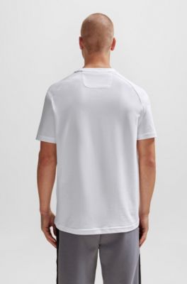BOSS - Cotton-blend regular-fit T-shirt with logo artwork