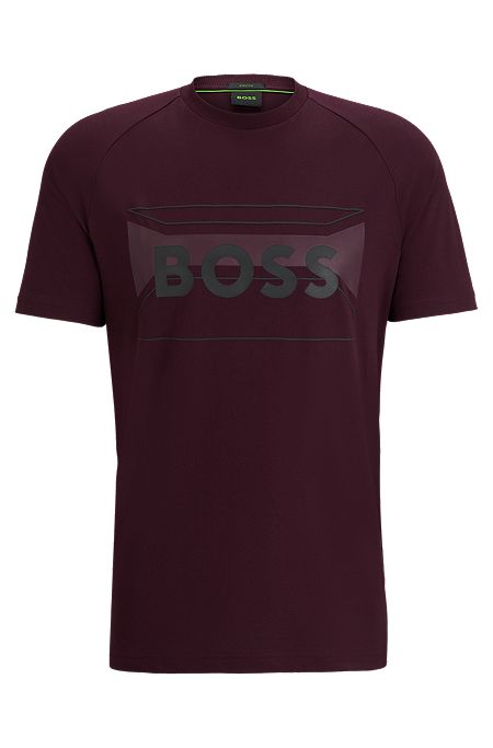 Cotton-blend regular-fit T-shirt with logo artwork, Dark Purple