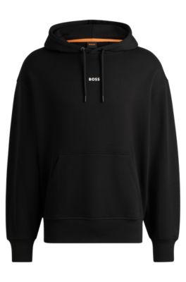 BOSS Cotton terry hoodie with contrast logo