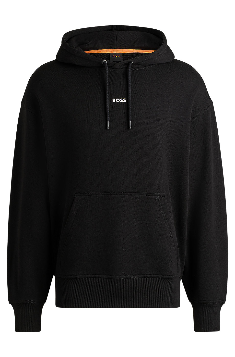 BOSS - Cotton-terry hoodie with contrast logo