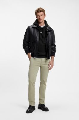 Cotton-terry hoodie with logo print, Black