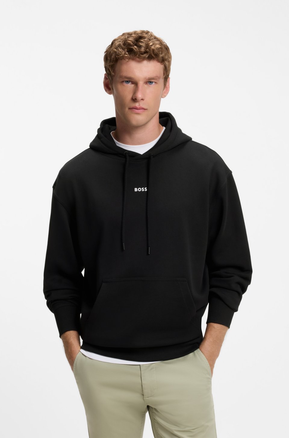 Cotton-terry hoodie with logo print