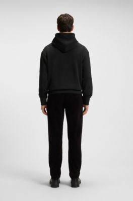 Cotton-terry hoodie with logo print, Black
