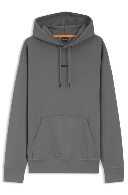 Fleece hoodie in cotton terry with contrast logo
