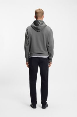 Cotton-terry hoodie with logo print, Grey