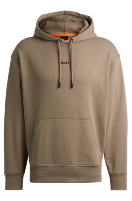 Hugo Boss Cotton-terry Hoodie With Contrast Logo In Gray