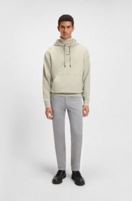 Cotton-terry hoodie with logo print, Light Beige