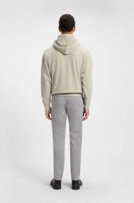 Fleece hoodie in cotton terry with contrast logo, Light Beige