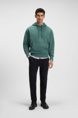 Fleece hoodie in cotton terry with contrast logo, Green