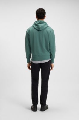 Cotton-terry hoodie with logo print, Green