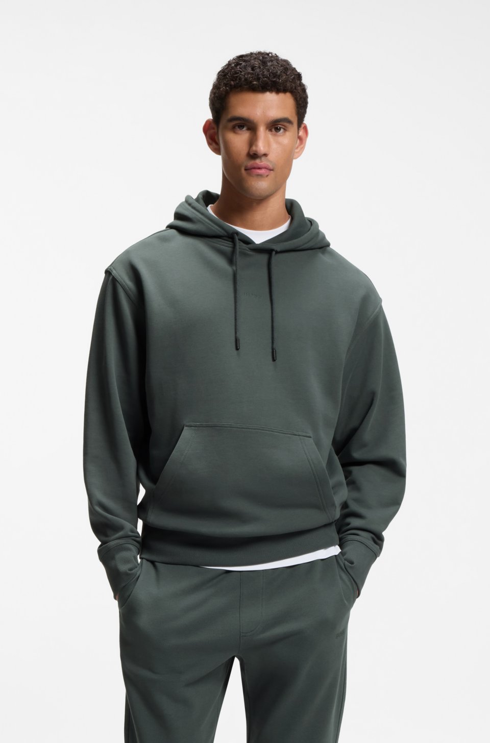 Cotton-terry hoodie with logo print
