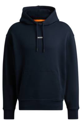 Hugo Boss Cotton-terry Hoodie With Contrast Logo In Gold